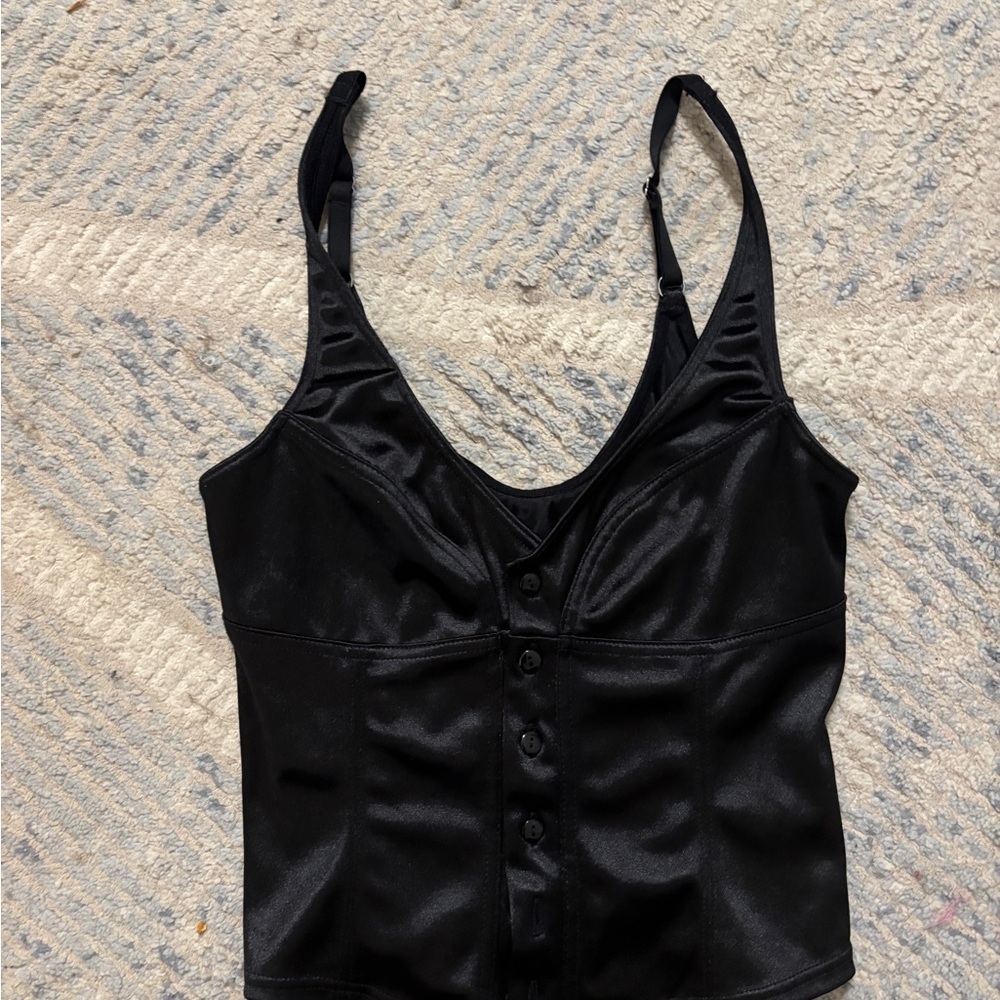 Black Satin Corset Top